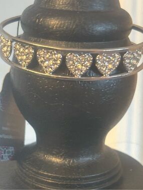 Silver Heart Crystal Bangle Bracelet - Women Jewelry